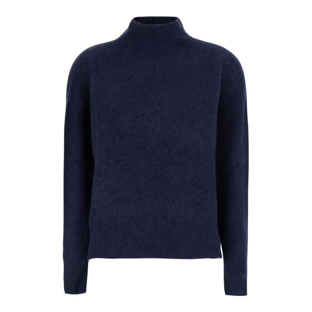 Merci Women Blue Top With Round Neck And Long Sleeves In Fabric, Women